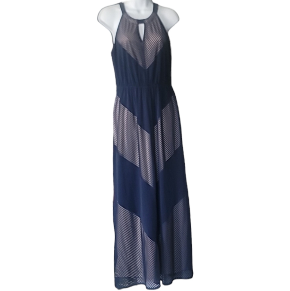 Apt. 9 Navy and Nude Illusion Maxi Dress size M